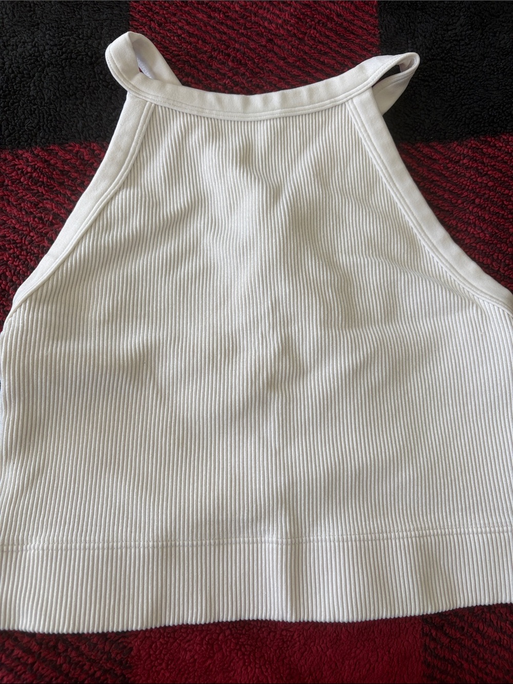 Gilly Hicks White Ribbed Halter Tank Top